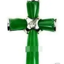 Благородный зеленый нефритовый крест кулон+ ожерелье