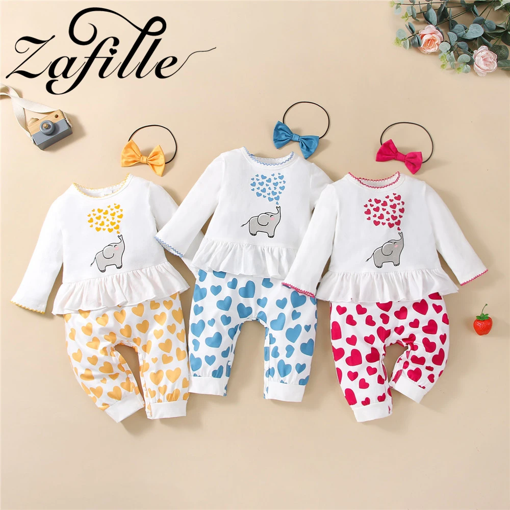 cheap baby bodysuits	 ZAFILLE Sweet Newborn Overalls For Kids Girls Clothing Heart Elephant Printed Baby's Rompers Girls Cute Jumpsuit Infant Outfits Cute Infant Baby Girls Romper