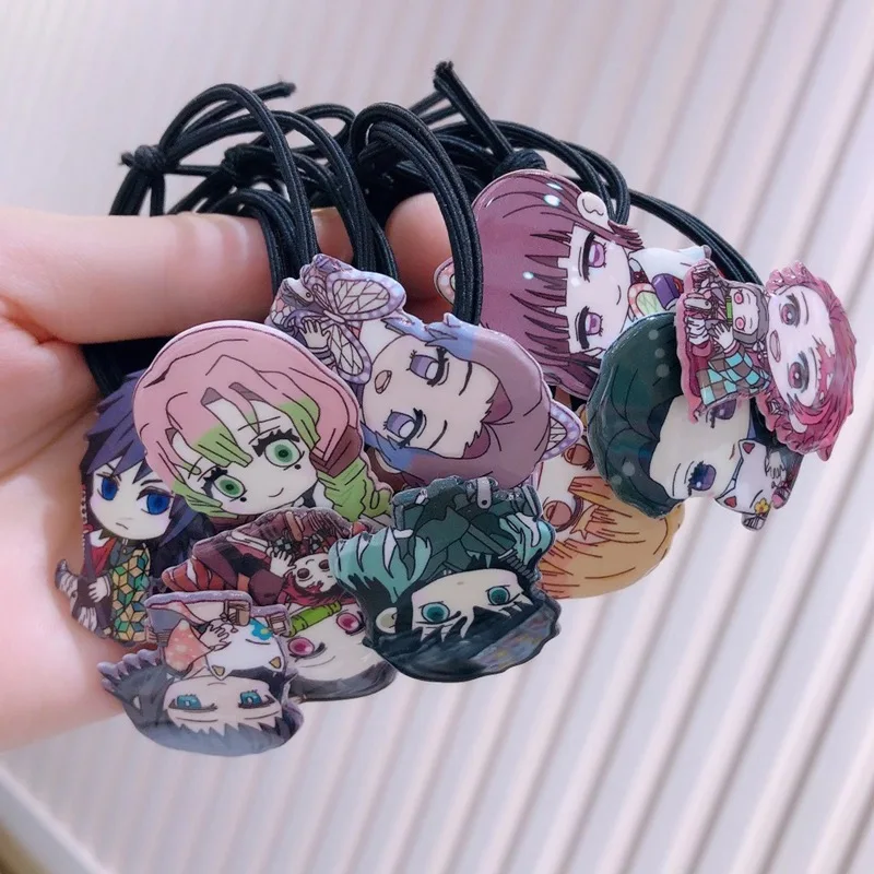 

10pcs/set Demon Slayer Headband Hair Band Women Adult Anime Elastic Hair Bands Hair Ropes Girl Cartoon Headwear