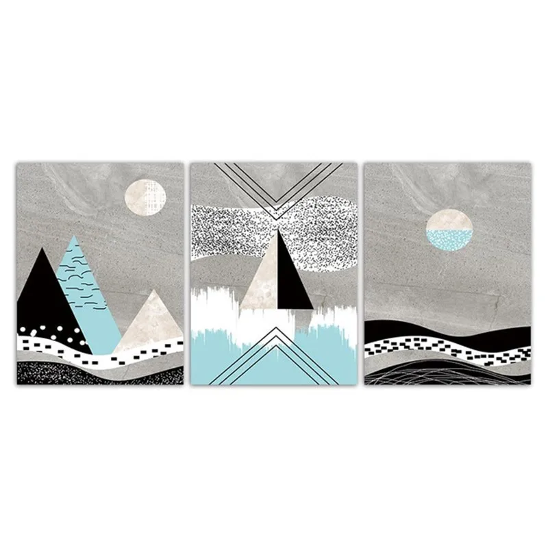 Плакат картины черный серый геометрический рисунок скандинавский акварельный