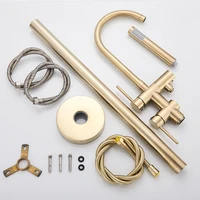 Rozin แปรงทองห้องน้ําก๊อกน้ําชั้นติดตั้งอิสระอ่างอาบน้ําฝักบัวก๊อกน้ําร้อนเย็น Crane พร้อม Handshower 5