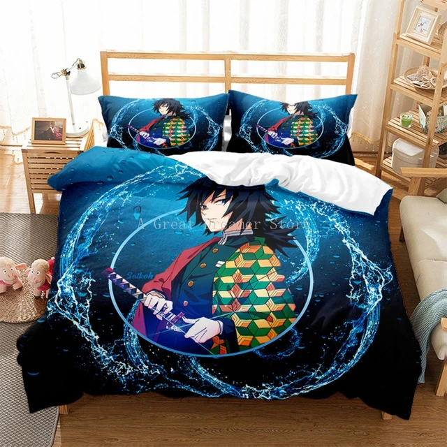 Conjunto de cama caçador de demônios 3D anime jogo de cama para cama de  casal queen size - 1 capa de edredom + 1/2 capa de almofada - Conjuntos de  capa de