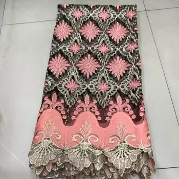 

2019 African Net Lace Fabric, High Quality Elegant Pink Nigerian Wedding Lace Fabrics 5Yards Sequins French Tulle lace