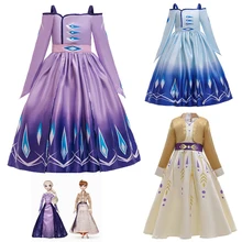 Новинка Платье Анны и Эльзы; 2 шт. Бандажное платье для девочек костюм принцессы комплект Для детей платья «Принцессы Анна и Эльза» Косплэй на день рождения Vestidos Снежная королева нарядное платье