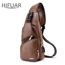 Мужские дорожные нагрудные сумки, поясные сумки, мужская кожаная сумка через плечо с usb зарядкой для наушников, диагональная посылка, новинка