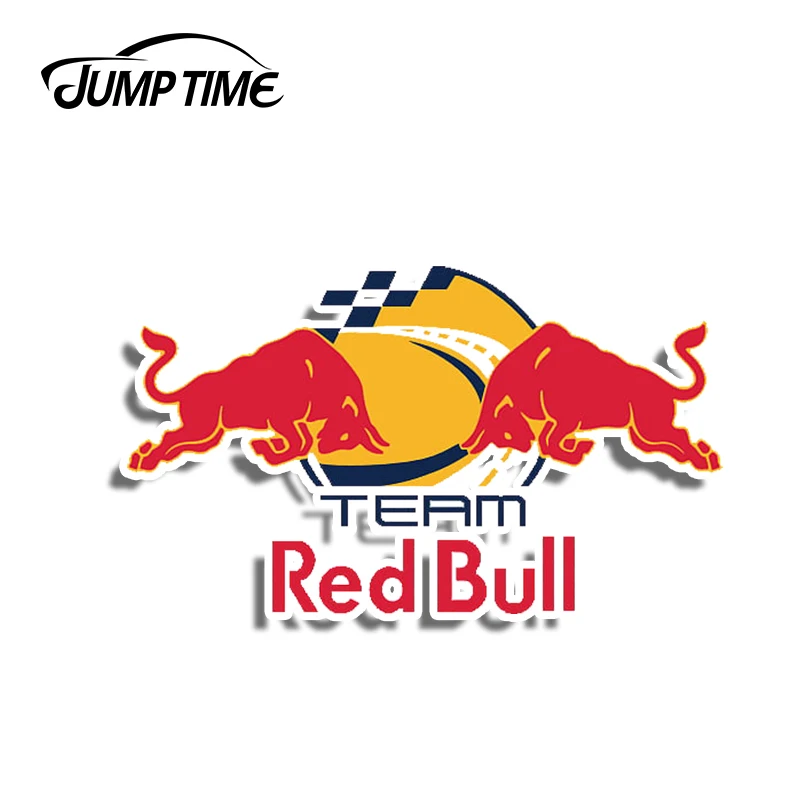 

Jump Time 13cm x 9cm Car Stickers Waterproof for Red Of Bull Team Vinyl Waterproof Racing RV VAN Fine Decal 3D Car Accessories