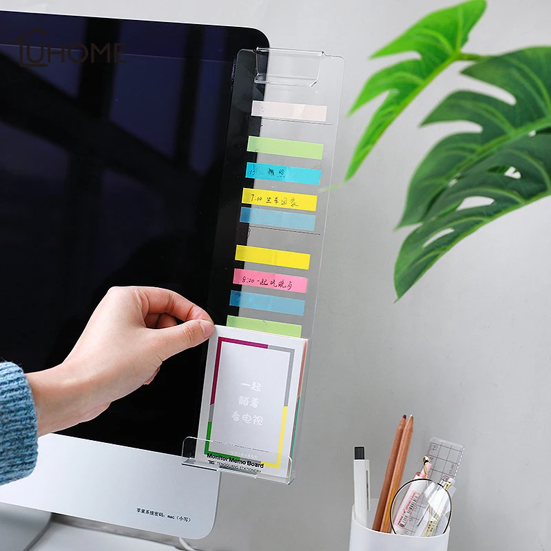 

Creative Acrylic Monitor Message Memo Board for Sticky Notes Transparent Name Card Phone Holder Desktop Storage Rack