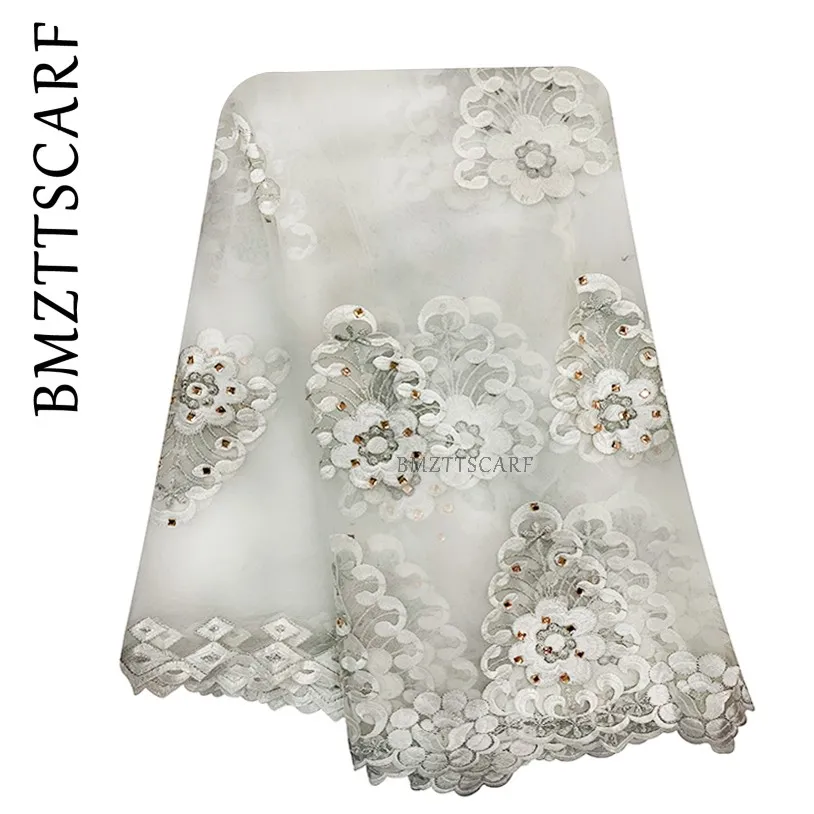 Новая африканская Женская шаль хорошего качества простая вышивка с камнями мягкий шарф из тюли для платок Обертывания BM955
