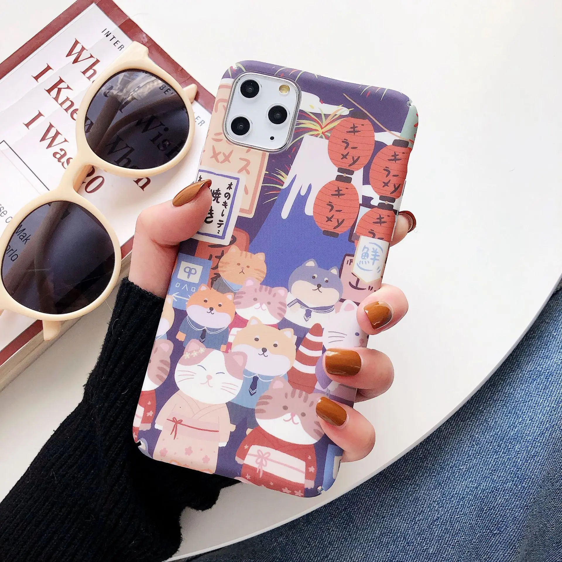 Милый японский Забавный Кот граффити чехол для телефона аниме iPhone 11 Pro Max XR X Xs Xsmax 6