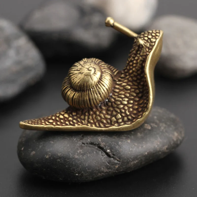 

Figurines Snail Ornament Craft Desk Decoration Display Handmade Bronze Sculpture Classic Vinage