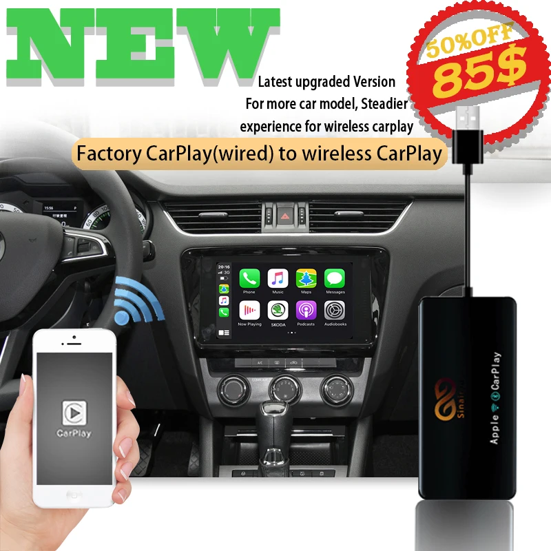 Sinairyu Apple беспроводной ключ Carplay для Skoda Fabia/Octavia/быстрая навигация iOS 2016 20 мини USB