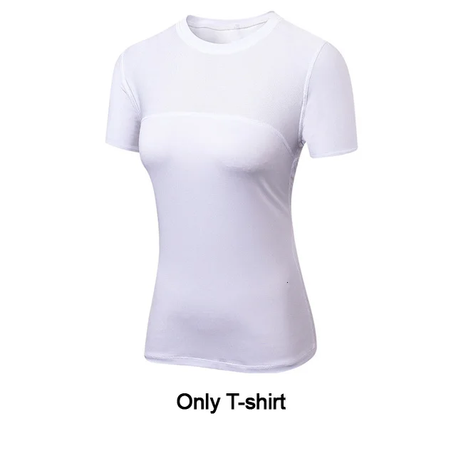 White T shirts Быстросохнущая сетчатая спортивная одежда, женский спортивный костюм, 2 предмета, одежда для спортзала, йоги, сетчатый спортивный костюм для фитнеса, Женский Топ, леггинсы, Женский комплект для йоги s - Цвет: White T shirts