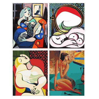 

DIY Painting By Numbers Abstract Girl Hand Painted Modern Oil Painting Dream Paint Canvas Picture Home Decoration Wall Art