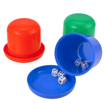 

3 Colors Plasti Dice Cup Set with Tray/Lid 5 dices for Board Game Casino Gambling KTV Party Bar Combination Dice Drinking