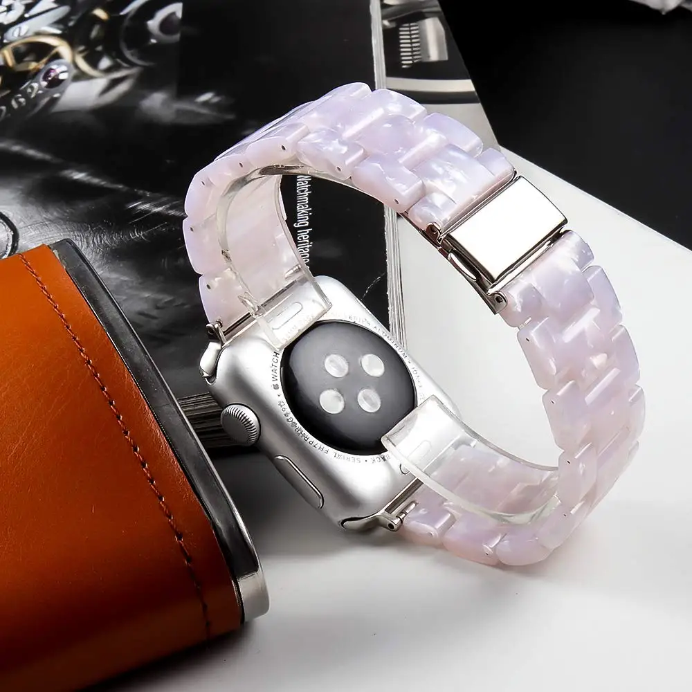 Ремешок из смолы для Apple watch band 44 мм 40 мм iwatch 5 4 3 2 band 42 мм 38 мм Пряжка из нержавеющей стали антикерамический браслет для часов