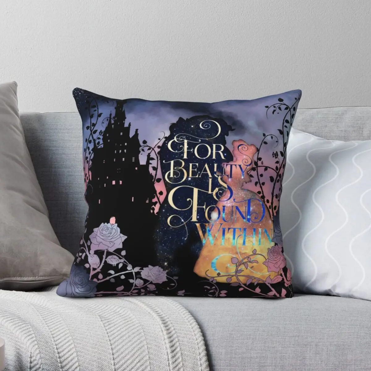

For Beauty Is Found Within Square Pillowcase Polyester Linen Velvet Zip Decor Throw Pillow Case Car Cushion Cover 18"