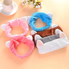 Meng милый кошачий ушной ободок для волос повязка для волос для мытья лица макияж Банг фланелевая повязка для волос головной убор