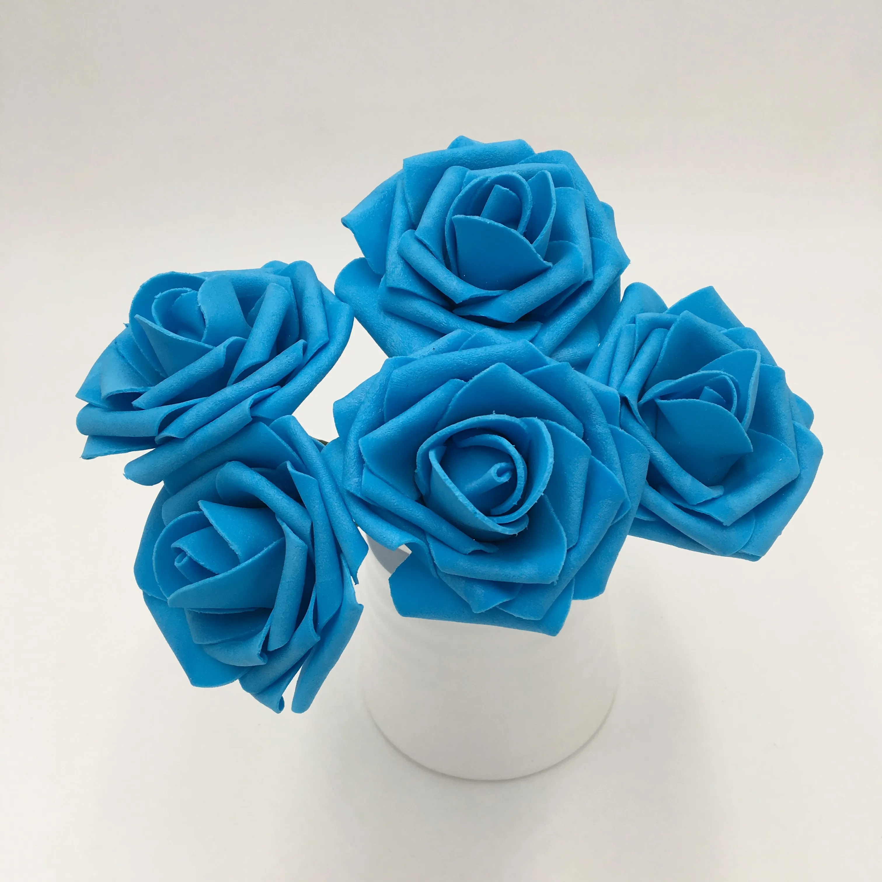 Turquoise Blue Roses Artificial Wedding Flowers 8cm Fake Roses Blue