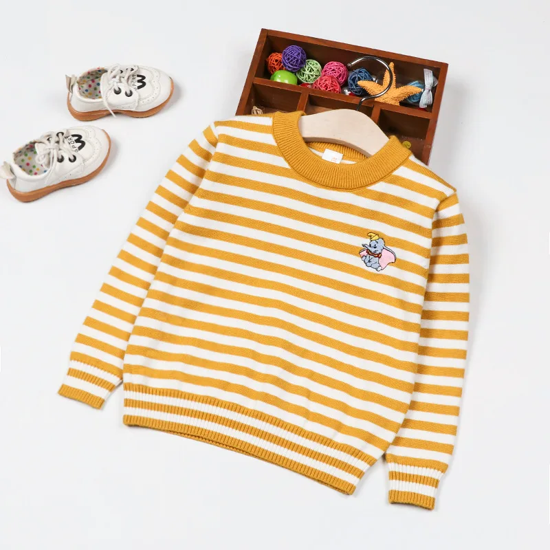 

2019 Autumn New Style Children Baby Crew Neck Pullover Stripes Dumbo Sweater Clothing BOY'S Cotton Sweater