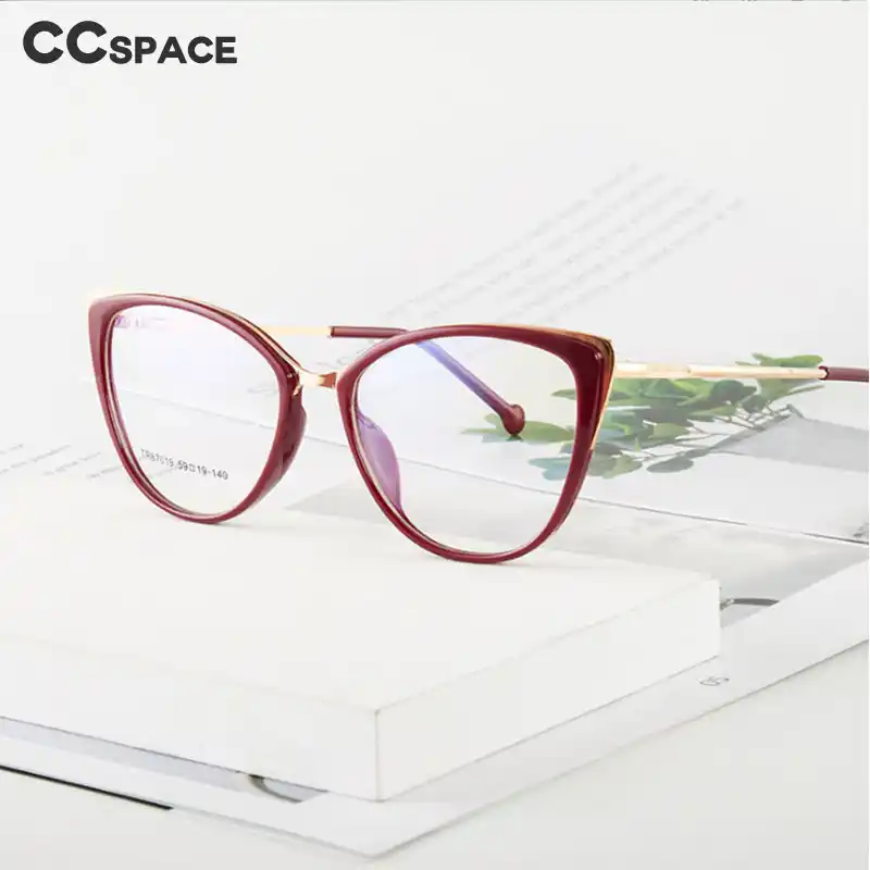 レトロキャットアイサングラスプラスチックチタンメガネフレーム抗青色光男性と女性の光学ファッションコンピュータ眼鏡 ブルー遮光メガネ Aliexpress