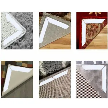 

8 Pcs Carpet Underlay Stickers Carpet Stopper Rug Grippers Washable Anti-Slip Carpet Stickers Reusable Removable Home Decor
