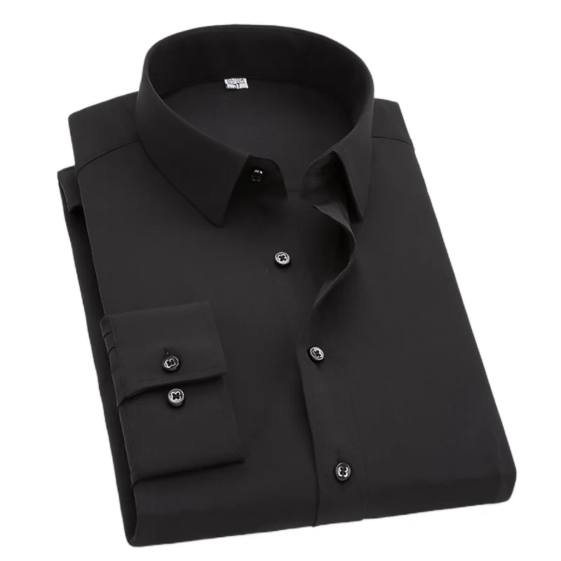 Men's Formal Dress Shirt White Black Blue Long Sleeve Shirts Men Business Slim Fit S-5XL