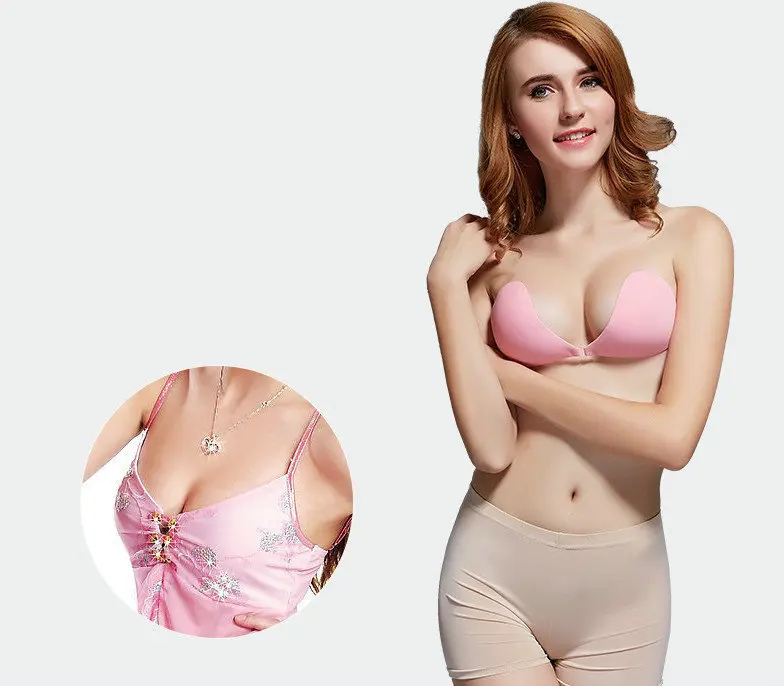 CXZD Seamless Self Adhesive Fly Bra Strapless Push Up Bra Wireless Stick On Sexy Lingerie Invisible Silicone Women Bra (6)
