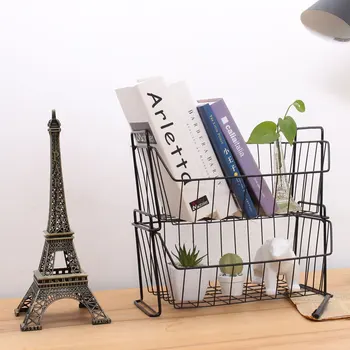 

Stackable wrought iron snack storage basket kitchen rack Nordic desktop storage basket multi-layer cabinet WY5