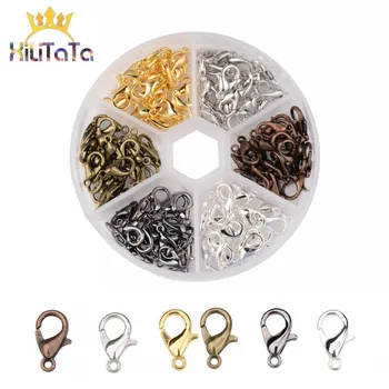

50pcs/lot Alloy Lobster Clasp Hooks Six Colors Open Circle Jump Rings Jewelry Findings DIY Making Bracelet Buckle Accessories