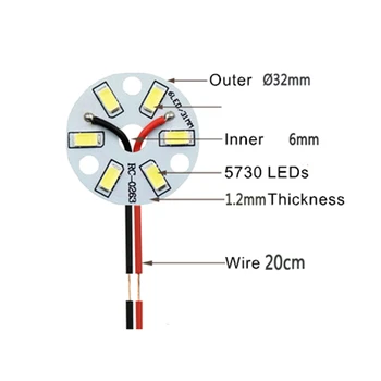 

10Pcs Sample SMD 5730 3W 32mm White Light LED Lighting Board Pannel Source Beads Aluminum Plate Base
