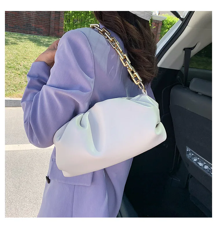 Women Luxury Designer Cloud Clutch Bag 2020 Hot New Trendy Fashion Ladies Thick Chain Shoulder Bag Soft PU Women Handbag Tote