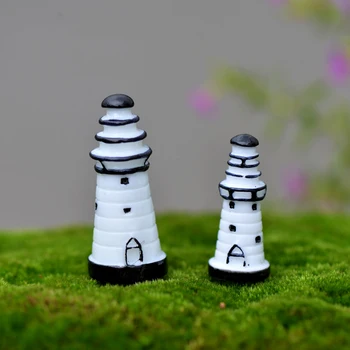 

6PCS White Tower Lighthouse Buddhist Pagoda Building Small Statue Little Figurine Crafts Ornament Miniatures DIY Decor
