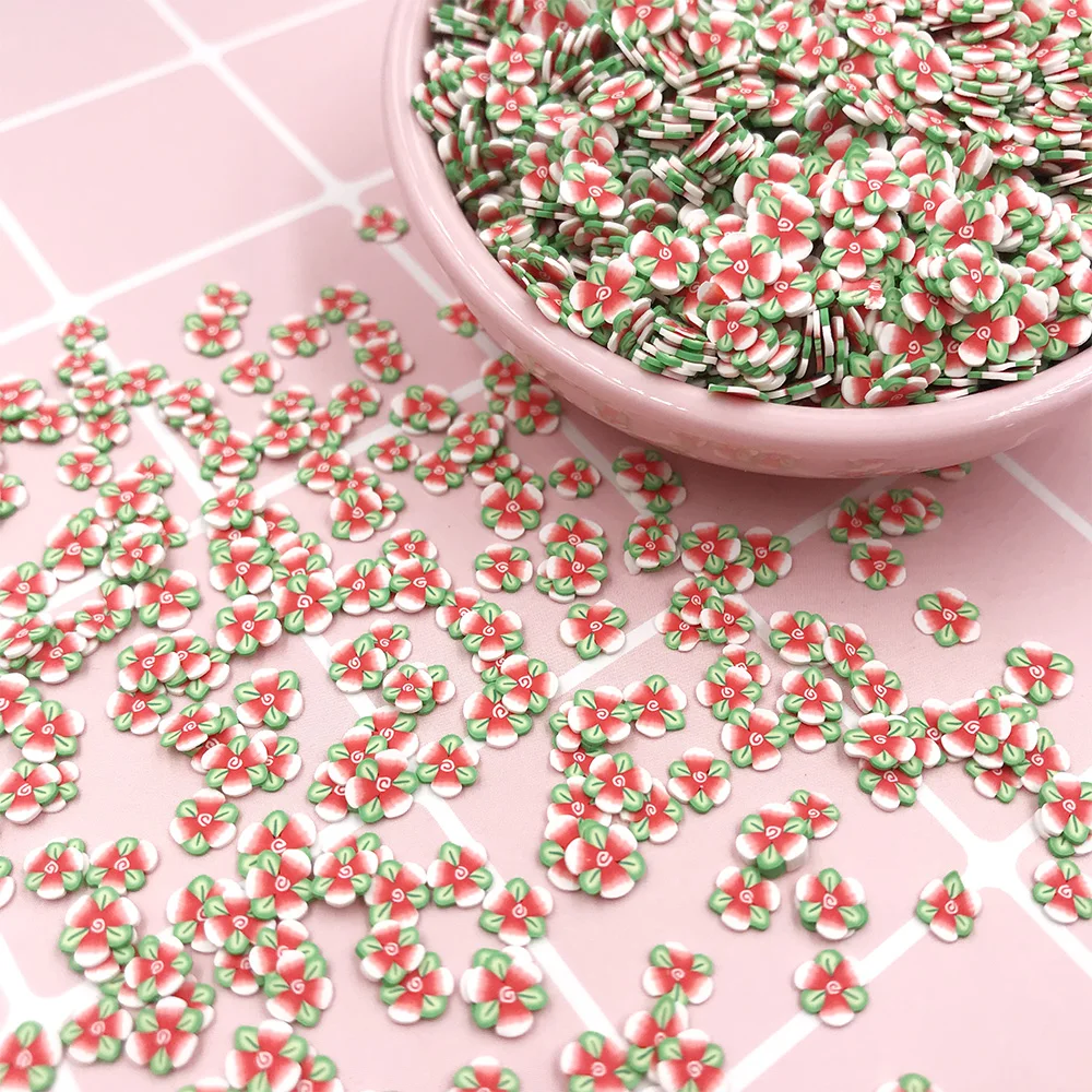 50 г/лот Fimo Полимерная глина, ломтики цветов, сделай сам, горячая глина, разбрызгивает для рукоделия, декоративное украшение ногтей, слайм, материал, аксессуары 5 мм