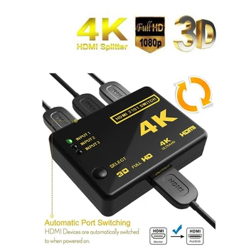 

3 Port 4K*2K Switcher HDMI Switch Splitter Box Ultra HD for DVD HDTV for Xbox for PS3 PS4
