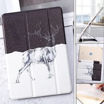 

Silicone Case for iPad Mini 5 4 3 2 1 Tri-Folding PU Leather Deer Wolf Bear Pattern Flip Cover for iPad Mini 5 2019 Case Smart