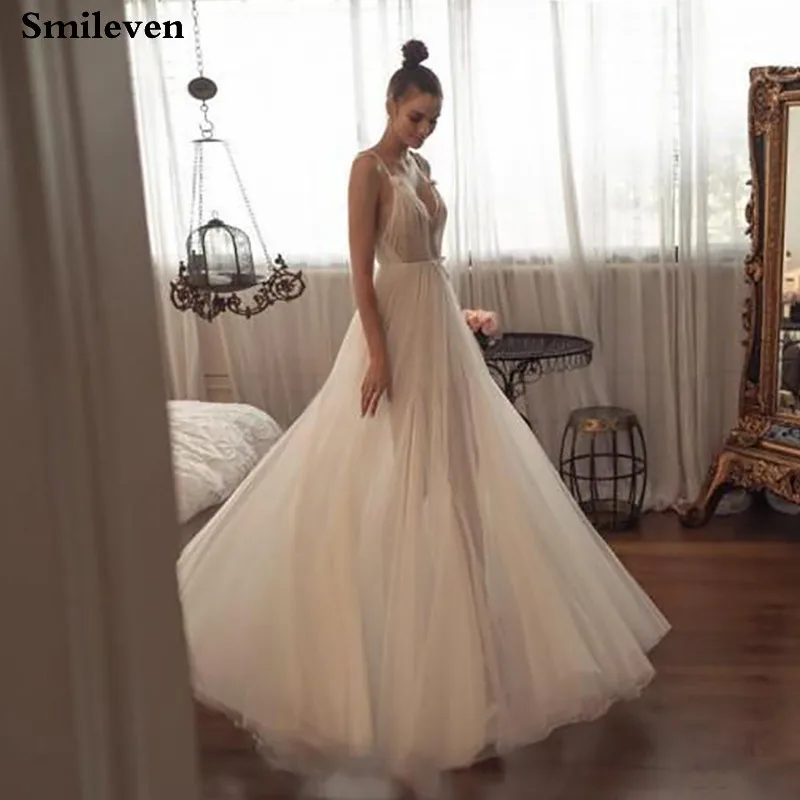Smileven Бохо свадебное платье Robe De Mariee сексуальные свадебные платья Спагетти ремень свадебное платье