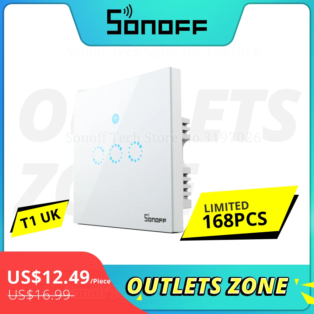 Смарт выключатель Sonoff T1 настенный сенсорный Wi Fi 433 МГц|Модули для умного дома| |