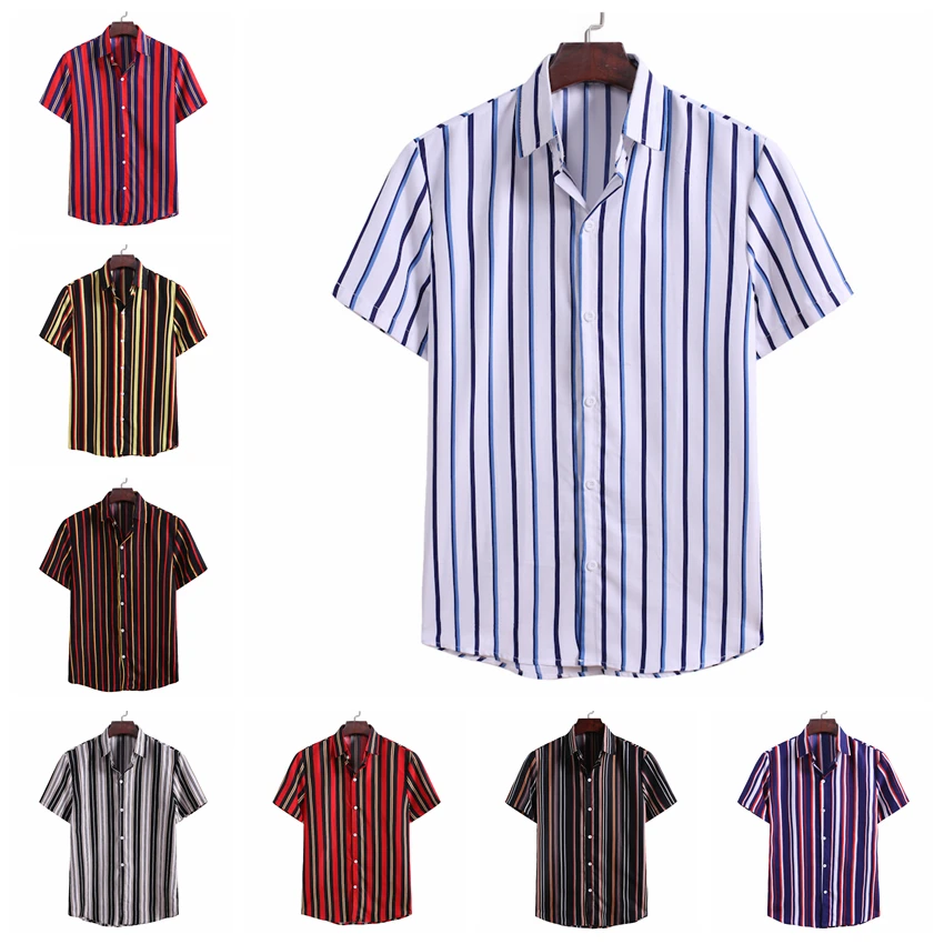 

Casual Stripe Collar Shirt Men Cotton Designer Brand Slim Fit Man Shirts Short Sleeve Shirts Man TW35 TW37 TW38 TW39 TW40