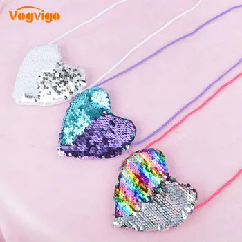 

Vogvigo Sequins Loving Heart Small Coin Purse Little Girl Purses Children Handbags Kid Shoulder Coin Bag Baby Girls Coin Wallet