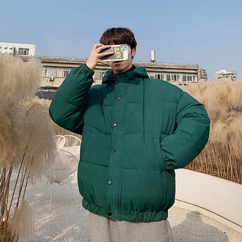 

2019 Autumn And Winter New Retro European And American Style Lazy Loose Couples Solid Color Hooded Cotton Clothes