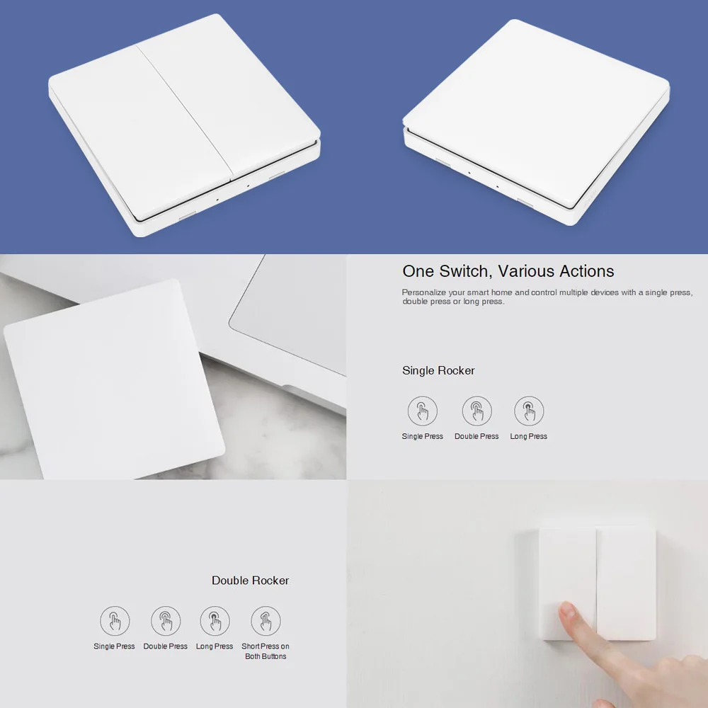 Умный переключатель Aqara, светильник с дистанционным управлением, ZiGBee, wifi, беспроводной ключ, настенный выключатель, умный дом, работа для mi jia mi Home APP