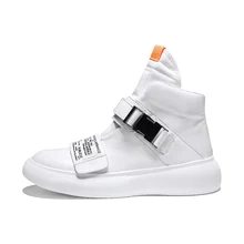 IGxx обувь с высоким берцем кожаные мужские кроссовки сапоги панк до лодыжек для мужчин Металл Бег Баскетбол Крюк& Петля обувь белый