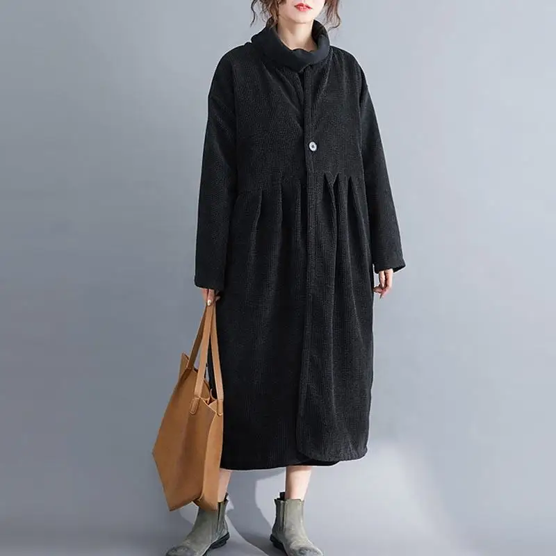 Black Coat Размера плюс Вельветовая Длинная зимняя куртка пальто женские куртки с высоким воротом пальто женская одежда пальто с бархатом - Цвет: Black Coat