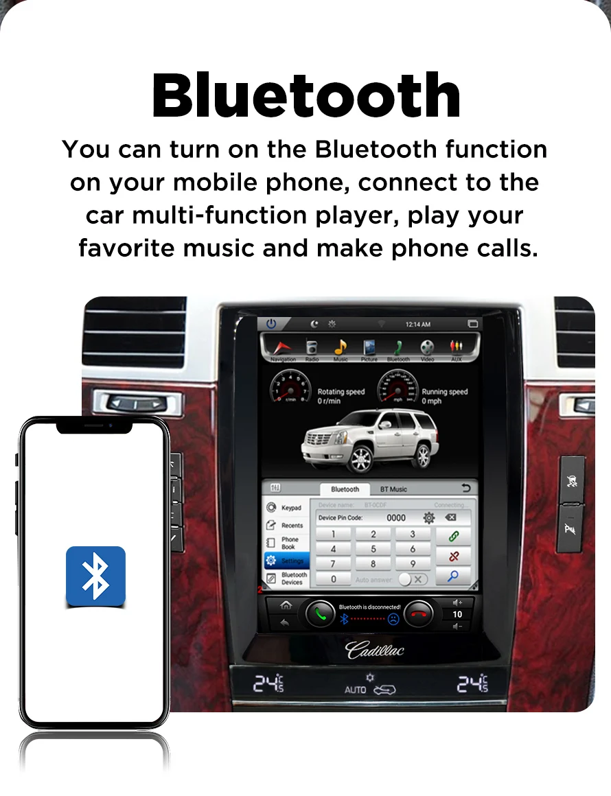 Cheap Vertical Screen 10.4" Quad Core Tesla 1024*768 Android Car DVD GPS Navigation Radio Audio Player for Cadillac Escalade RAM 2GB 6