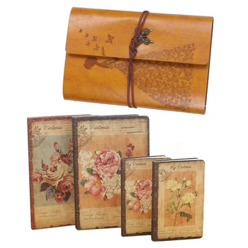 

2 pcs Notebook Journals: 1pcs Retro Floral Flower & 1pcs Retro butterfly Diary Weekly Planner Notebook School Office