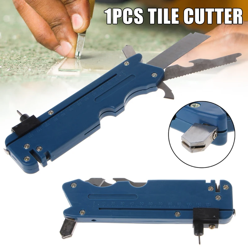 

Multifunction Glass Tile Cutter 6 Wheel Metal Cutting Tool Glass Cutter with Measuring Ruler for Home Outdoor Supplies -