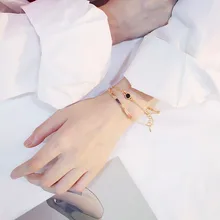 Простой двухслойный геометрический брелок браслеты женские металлические золотые серебряные цепи Браслет вечерние ювелирные изделия