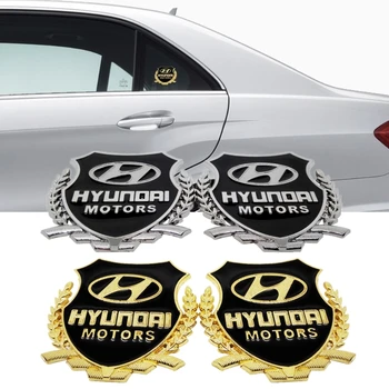 

2pcs Metal Car Window Rear Body Emblem Badge Sticker For Hyundai Sonata IX35 I20 I30 Azera Elantra Accent Car Styling Decoration