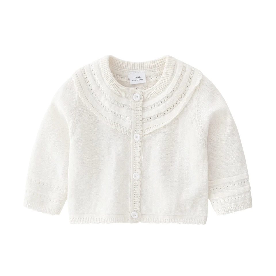 Осенне-зимний хлопковый свитер, верхняя одежда для детей, вязаный кардиган для мальчиков и девочек, свитер, топы для детей, одежда, костюмы - Цвет: White