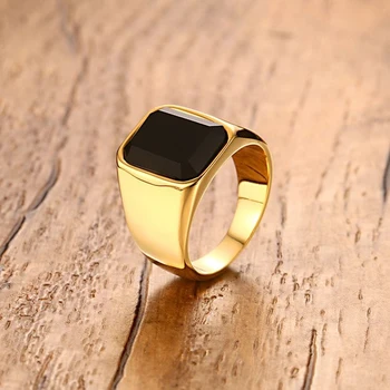 

NHGBFT Men stainless steel black stone ring Wedding party jewelry male accessory